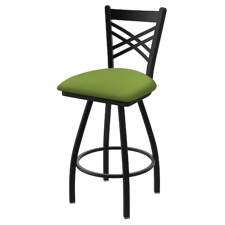Holland Bar Stool Co 36" Swivel Bar Stool, Black Wrinkle, Canter Kiwi Green Seat 82036BW009